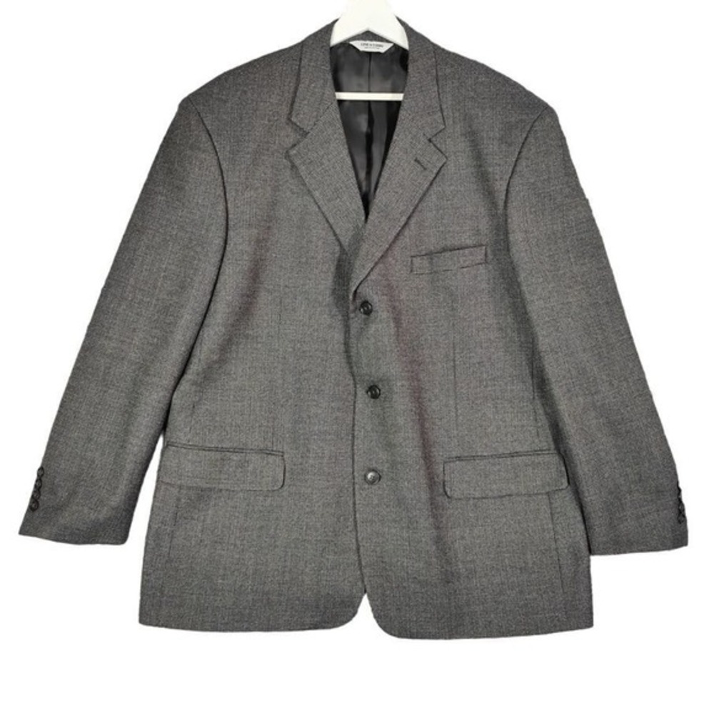 Linea Uomo Mens Dark Academia Heritage Lambswool Blazer 46R Gray Micro-Check